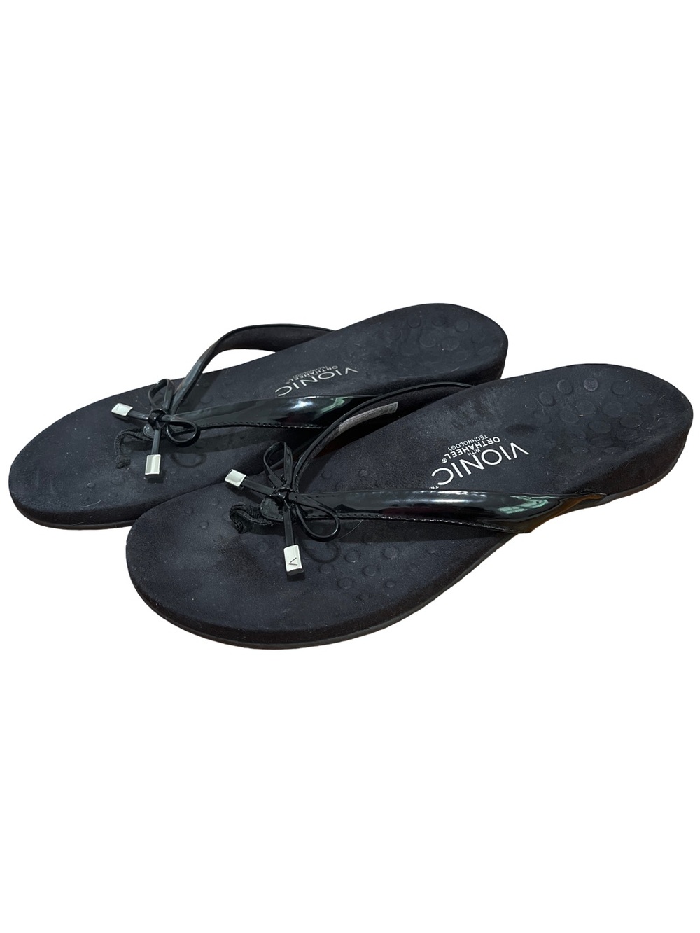 Vionic Women’s Size 9 Black Bow Accent Comfort Flip Flop Sandals